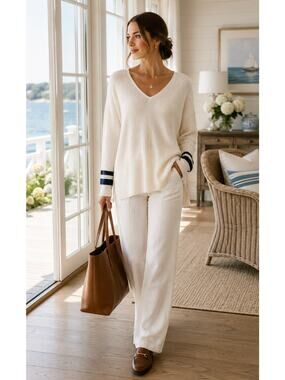New 12th Tribe Light Knit Long Sleeve Old Money Relaxed Preppy Minimal Tunic M